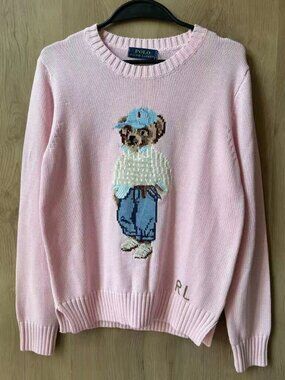 Polo Ralph Lauren Pink Preppy Bear Knit Sweater